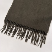 Brooks Brothers ブルックスブラザーズ ピュア カシミヤ100% フリンジ マフラー /スコットランド製/ダークカーキブラウン系