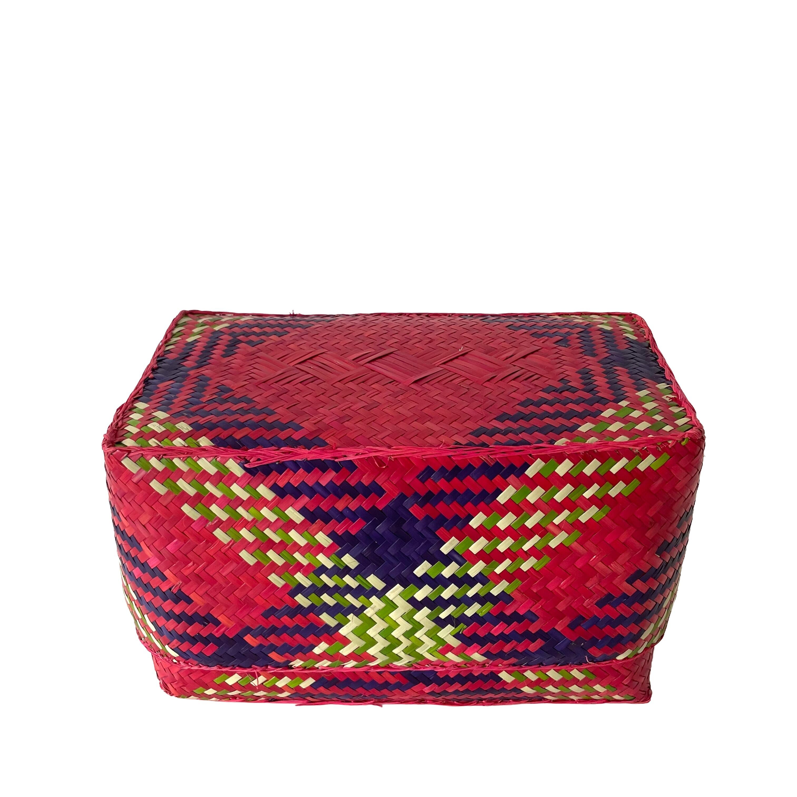Rectangular colourful basket M w27cm×15cm×h15cm四角カラフル蓋付き