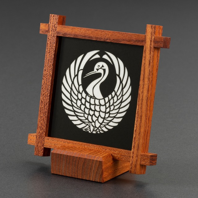 ［鶴の丸］組子細工の家紋パネル