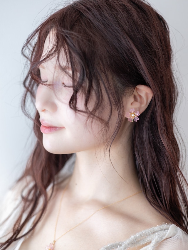桜色の約束　clearpink　耳飾り