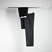 INTERIM / SUPER 120'S LIGHT WOOL FRANO WITH LEATHER PIPING 2-TUCK STRAIGHT SLACKS