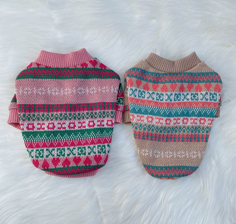 【SALE】ボヘミアンニットカーディガン 2color S ~ XL / 犬服 秋冬 新作 ドッグウェア 可愛い 犬の服 ペット わんこ服 小型犬 中型犬 猫 outer26