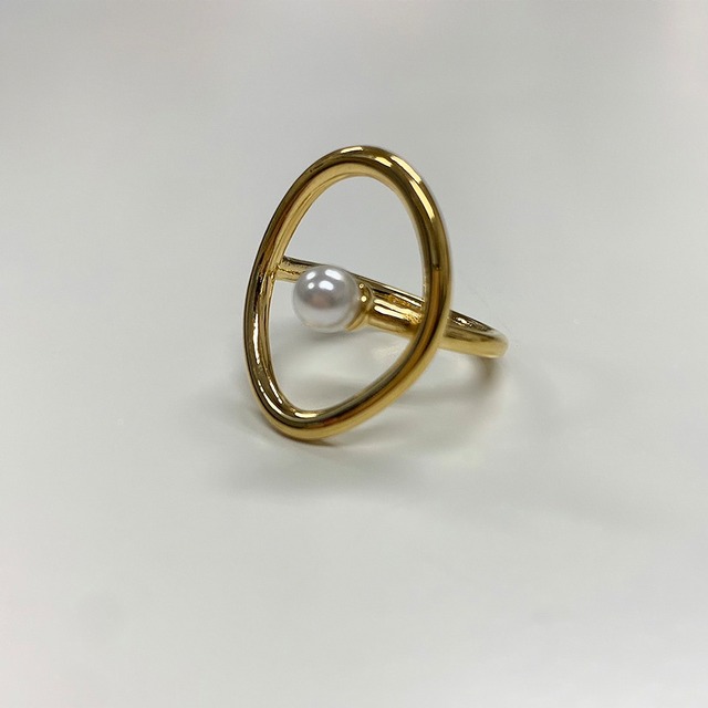 FJ0203 [stainless oval pearl ring]