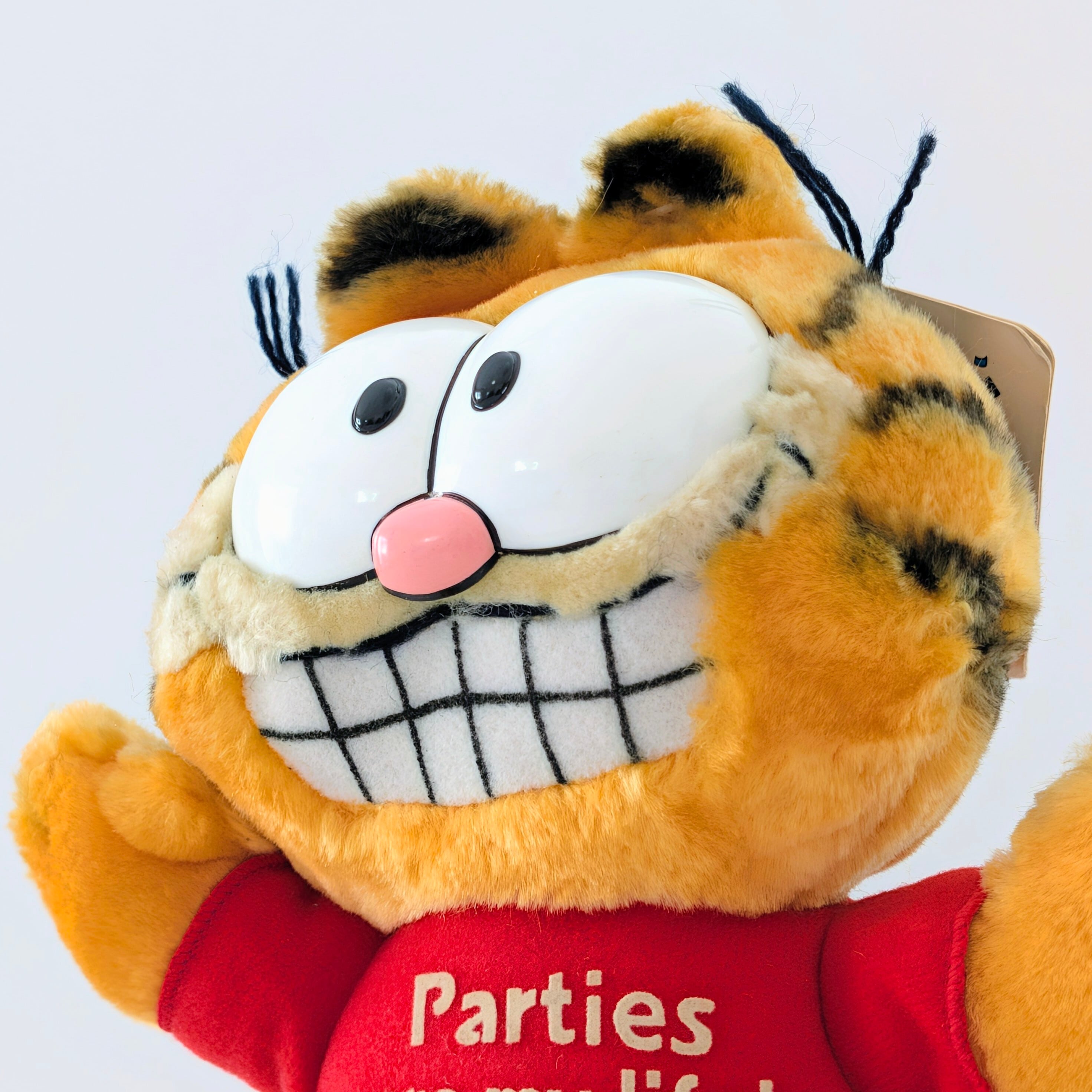 ☆ VINTAGE 1988 ☆【 Garfield ( ガーフィールド ) 】『 Garfield HAPPY HOLIDAYS Parties are my life!（パーティーは俺の人生！）』ガーフィールド10周年記念限定 / ぬいぐるみ / プラッシュ / plush / 1980年代年製 〚アメリカン雑貨 アメトイ〛