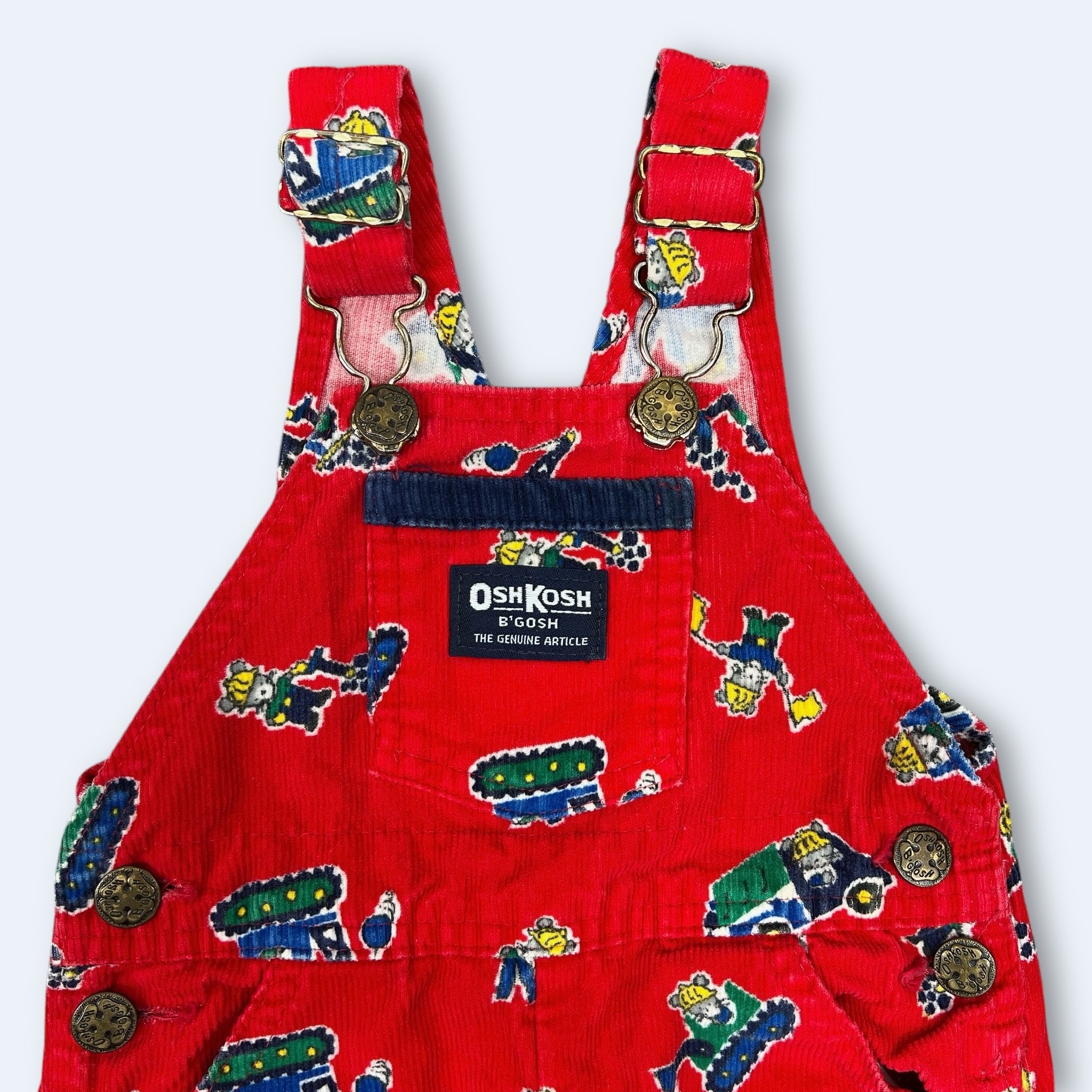 6-9M】USA製 OSHKOSH patterned corduroy overall オシュコシュ ねずみ