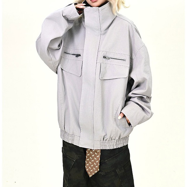 ワークデザインハイカラーブルゾン 2col   R01126