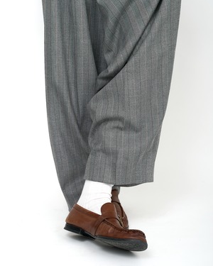 HED MAYNER "TWO TUCK TROUSERS GREY PAINT STRIPE "