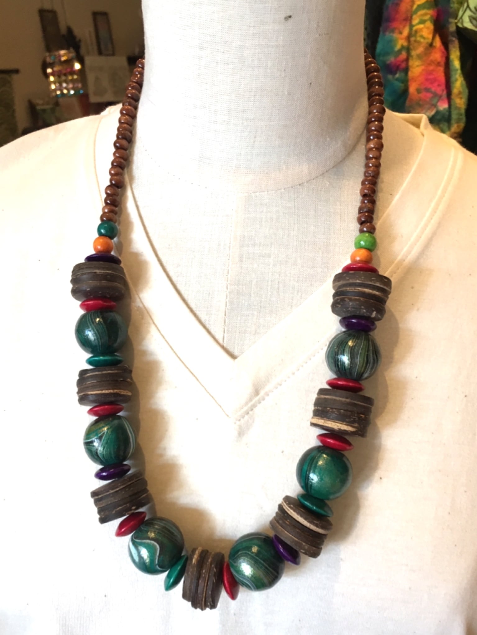 ウッドネックレス エスニックネックレス アジアンネックレス ネックレス アクセサリー 自然素材 リゾートネックレス アジアンファッション エスニックファッション * アジアン雑貨 No.30B-1