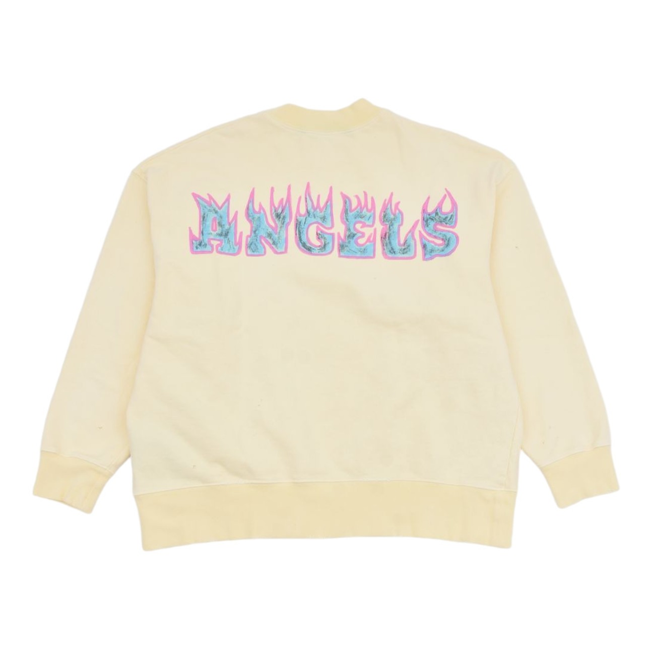 【Palm Angels】LOGO FLAMES VINT CREW(WHITE/PURPLE) - 2
