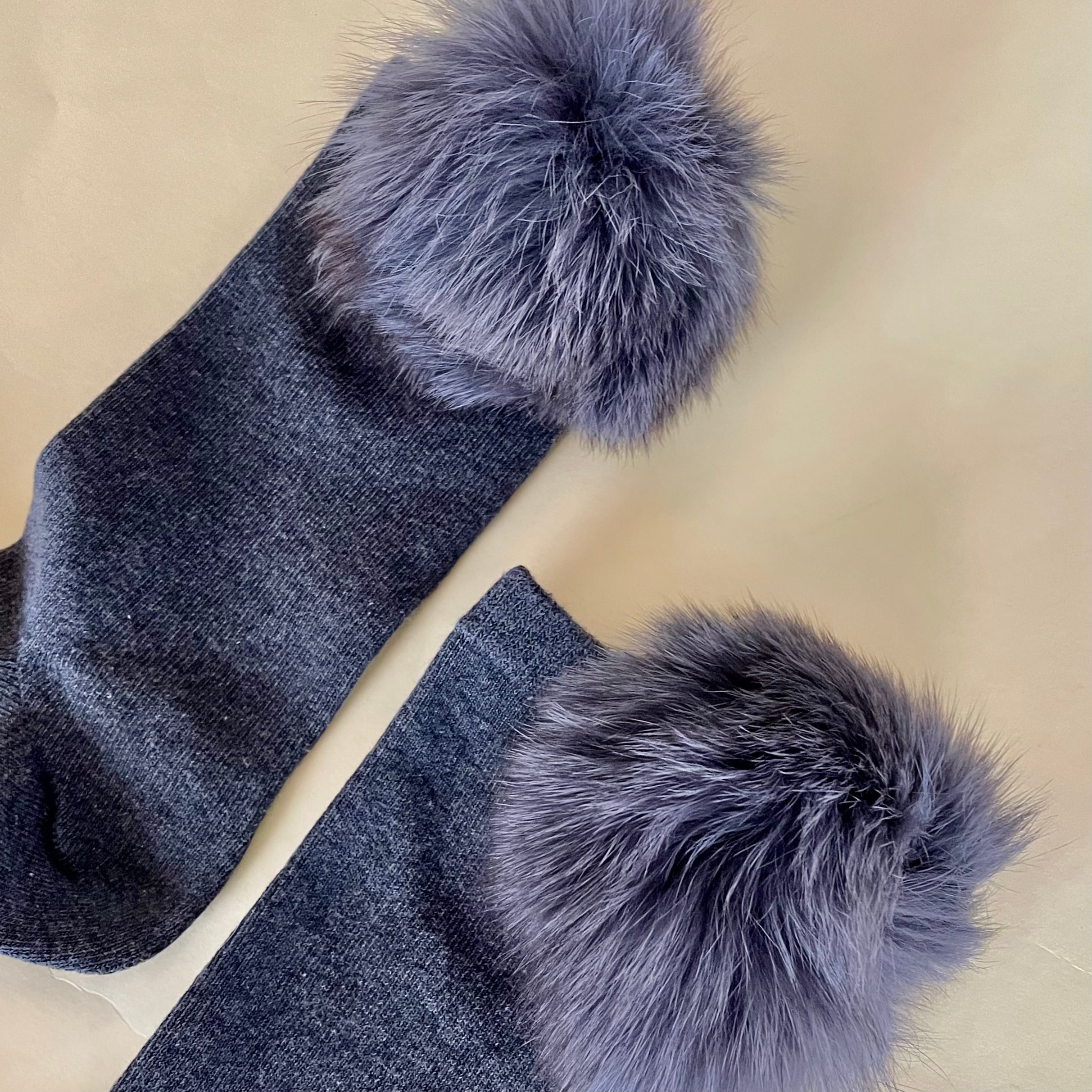 グレーフォックスファー✖️グレー ファーソックス ファー付き靴下