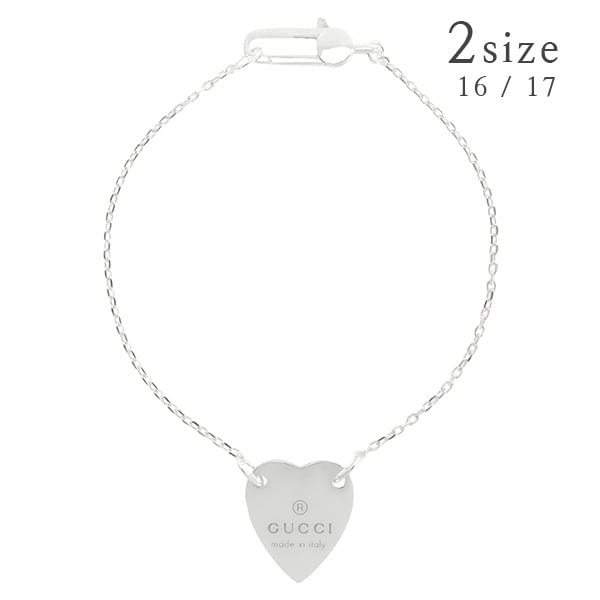 New GUCCI グッチ ブレスレット トレードマーク ハート ペンダント付き スターリングシルバー SV925 新品