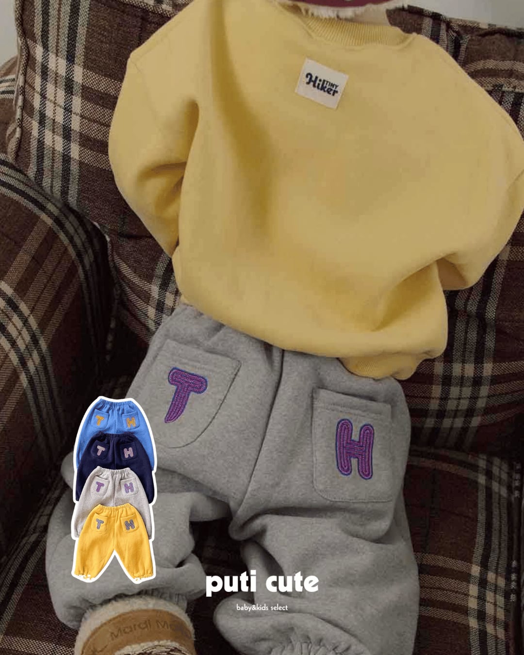 80-120 ꒰ 予約 ꒱ Tiny embroidered jogger pants / Tiny hiker ⸝⋆