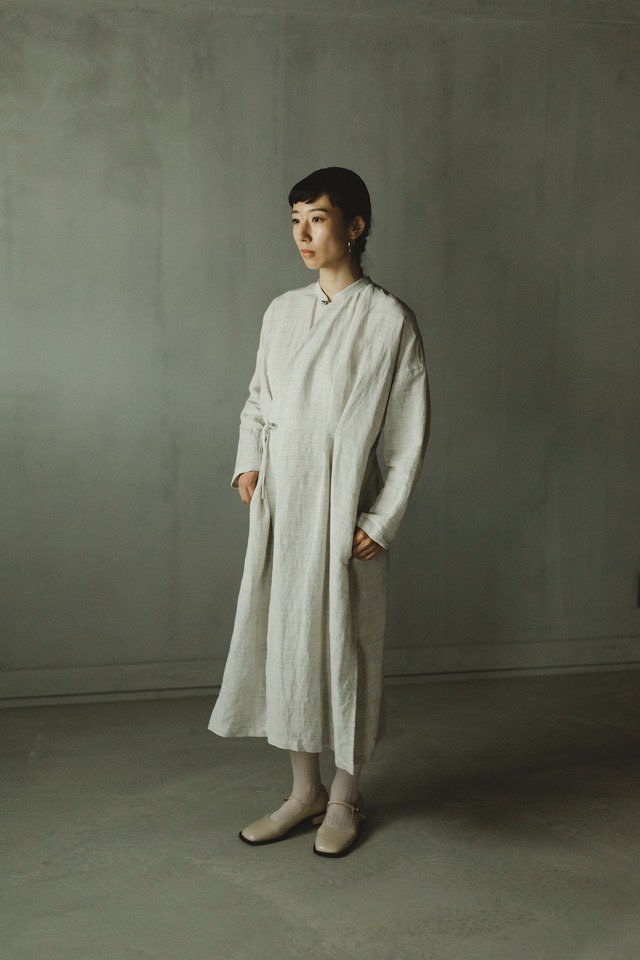 バンブーリネン羽織ドレス（シルバーグレー） ｜Bamboo linen haori coat dress (Silver gray)