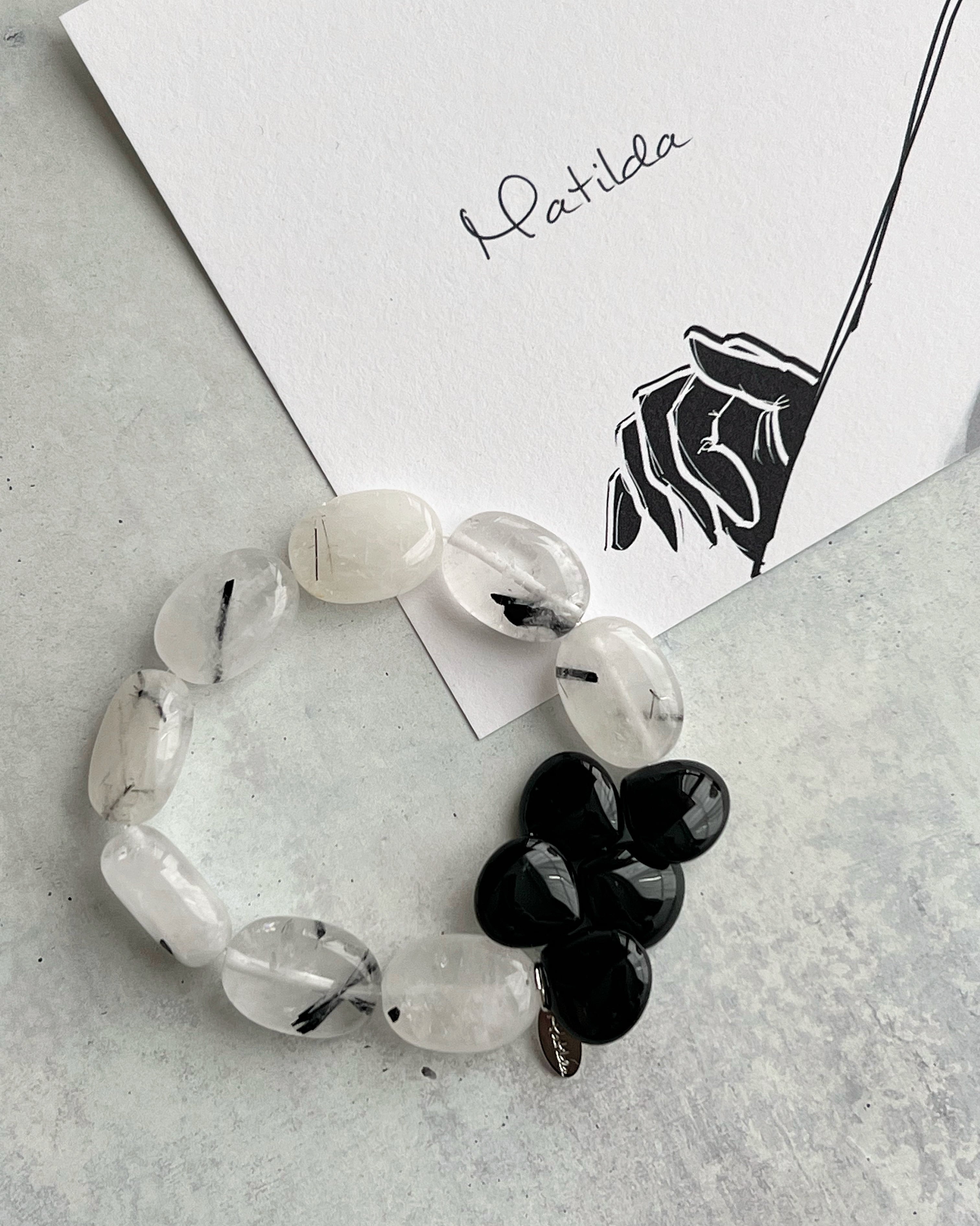 【再販】bicolor bracelet(ブラックルチルクォーツ×オニキス)