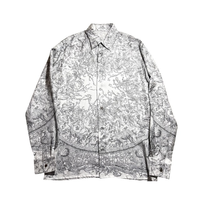 HERMES scarf pattern silk shirt “JARDINS DES METAMORPHOSES”