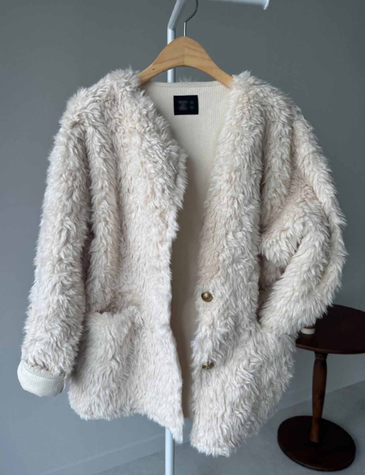 【新作5%OFF・3日間】Wool Half Boa Coat_onecolor