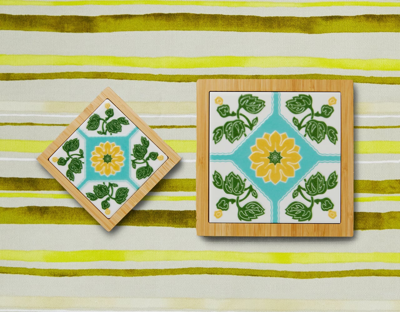 マジョリカタイル　枠付き 台湾マジョリカタイル「海棠春好」枠つき | 茶嘉葉