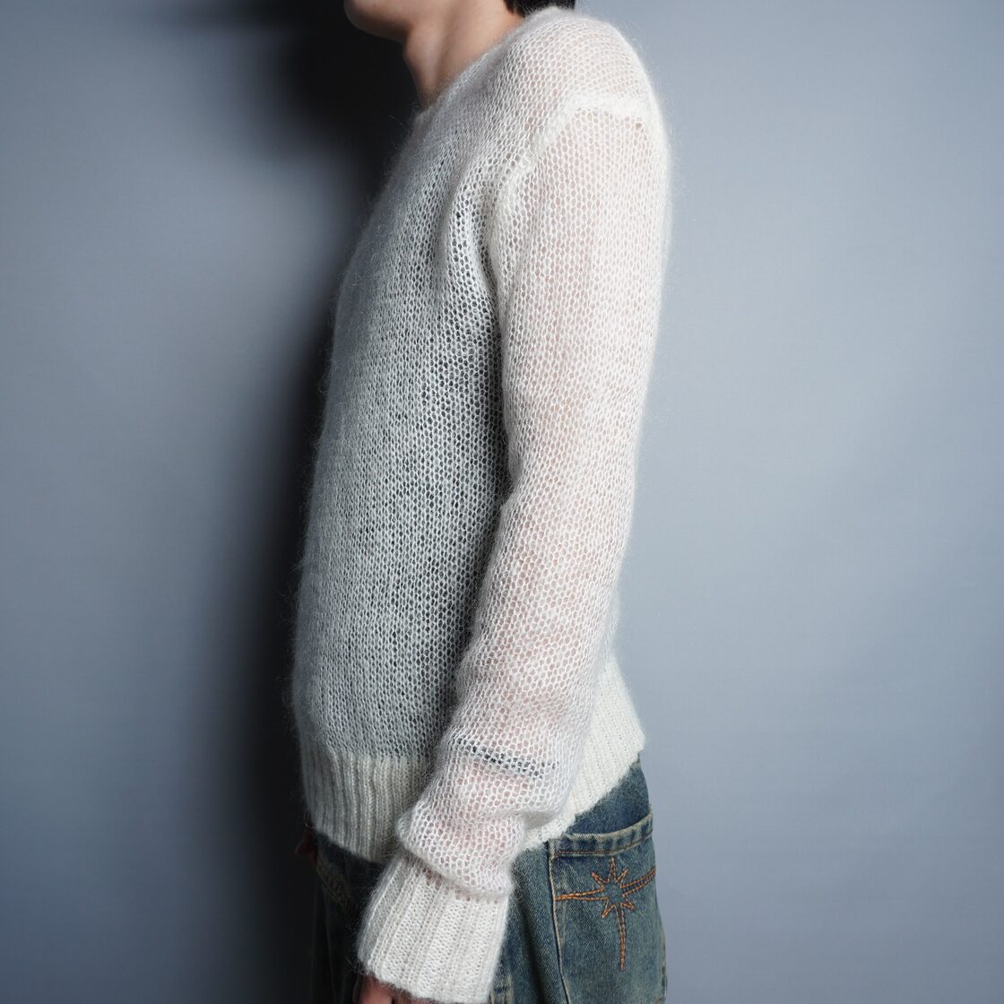 JIL SANDER】ジルサンダー メッシュニットセーター クルーネック Cream 
