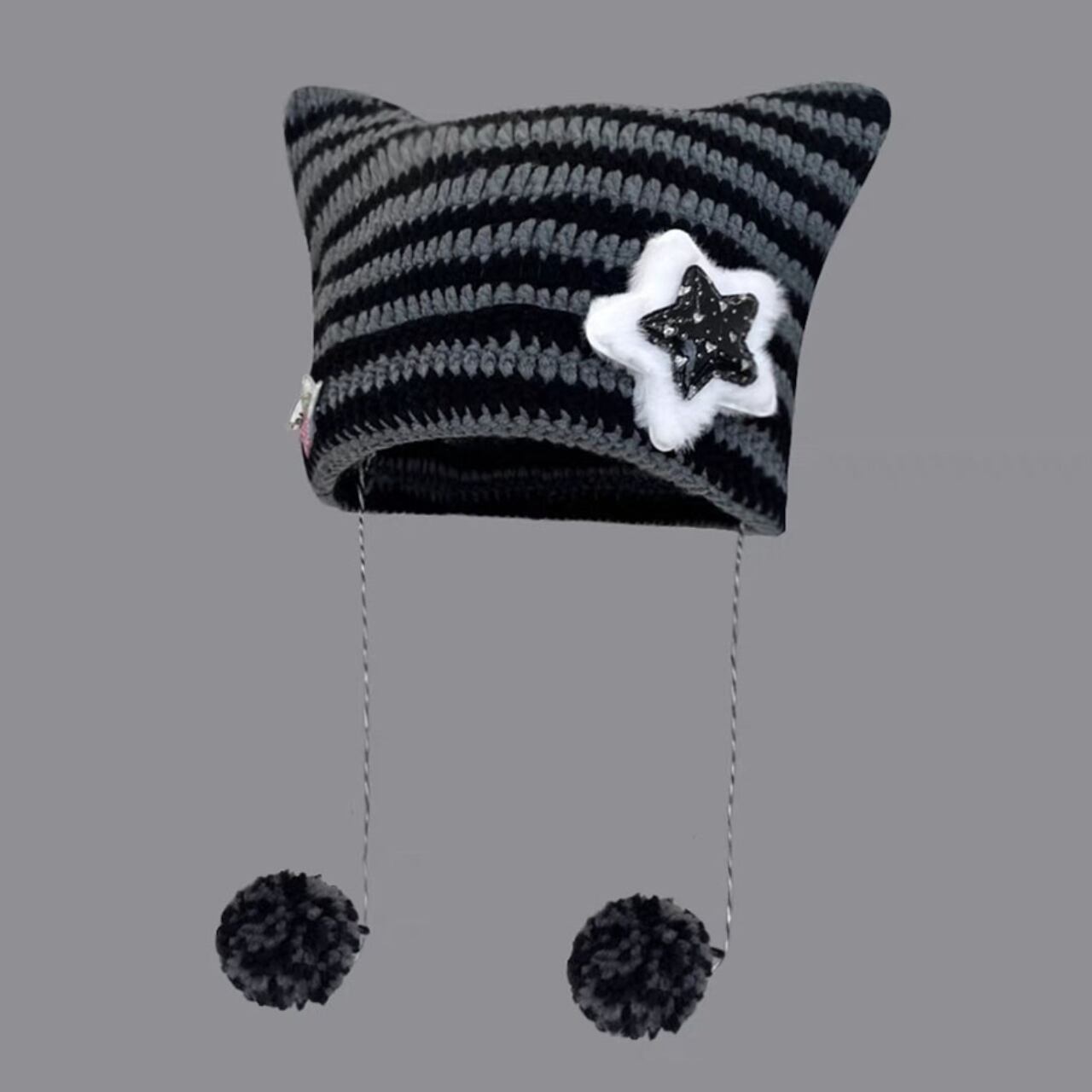 ネコミミボンボンニット帽　5color　1236