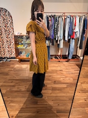 Nani closet マスタード・ダイヤ柄ワンピース