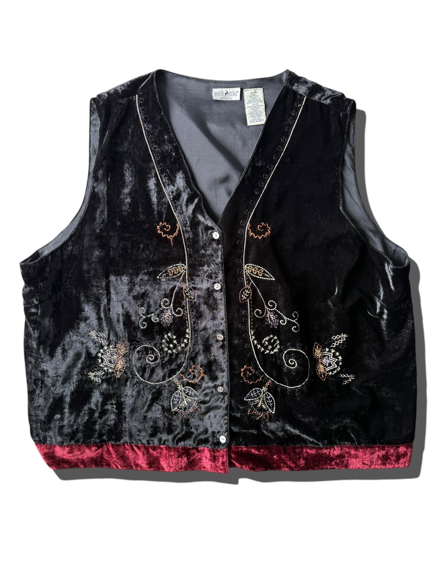 VINTAGE WHITE STAG 刺繍 切替 ハイネック ジップ ジャケット white stag ホワイトスタッグ スエード ボア 刺繍 トリミング レザー