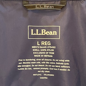 【L.L.Bean】企業系 ナイロンジャケット 刺繍ロゴ 企業ロゴ ワンポイントロゴ ジップアップ L アウトドア 収納型フード 襟周りフリース生地 エルエルビーン US古着