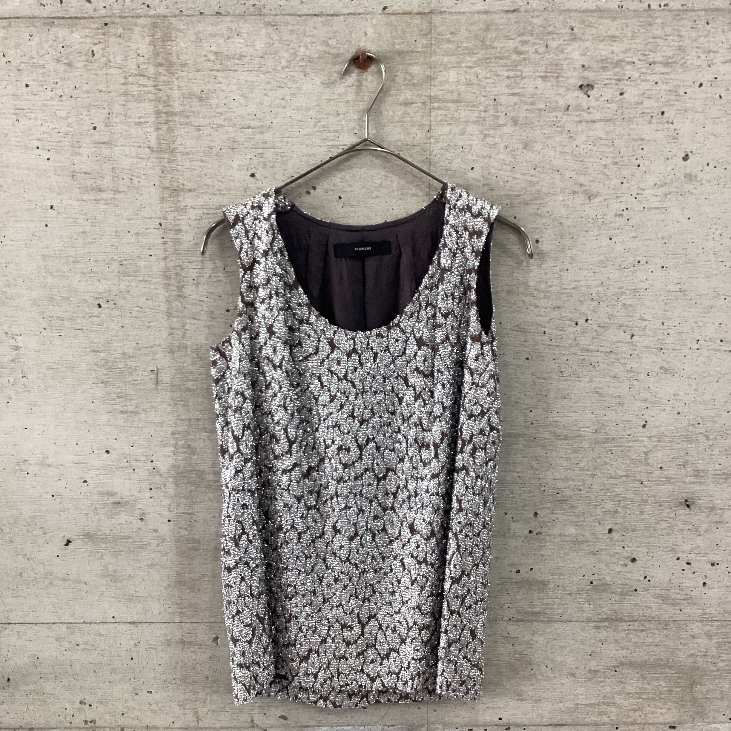 Silver patterned sleeveless top