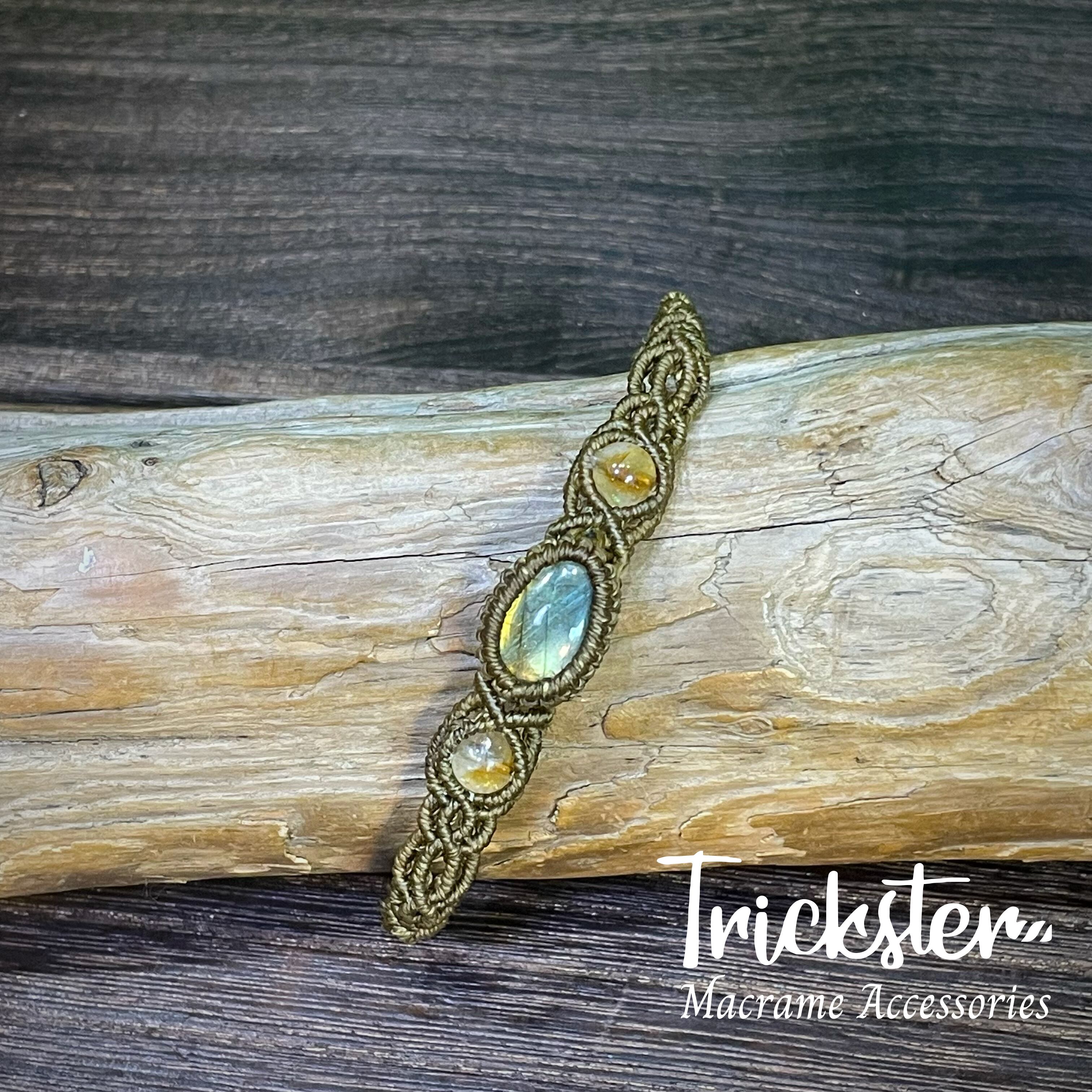 ラブラドライト シトリン マクラメブレスレット B148 | Trickster