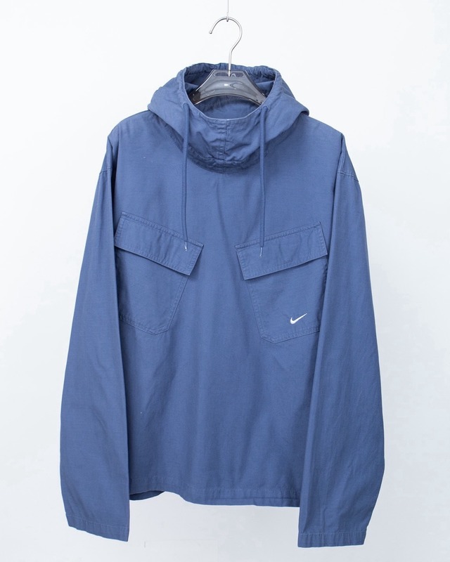 "NIKE" design pocket ripstop cotton pull over jacket