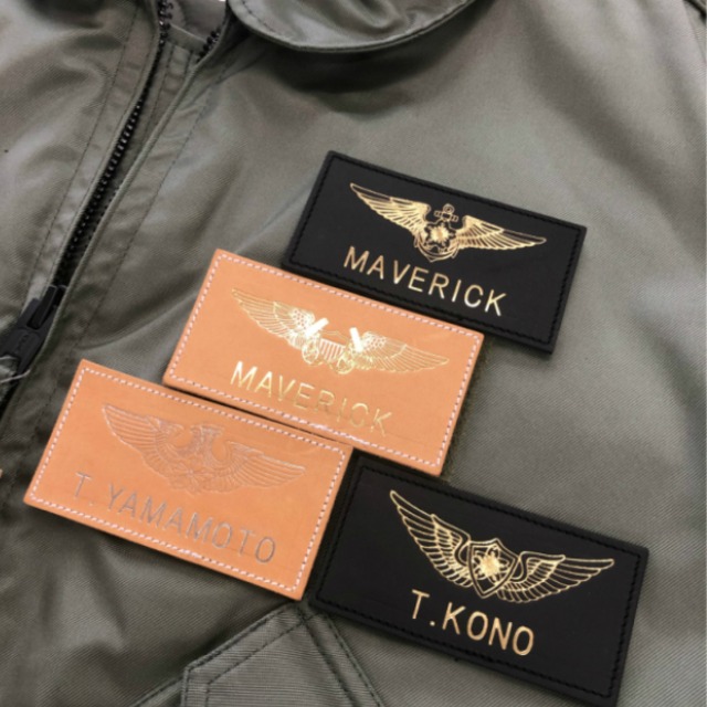 文字入れ 米軍グッズ レザー ネームタグ アメリカ海軍 U S Navy Nfo 生成り ゴールド箔 San Kichi