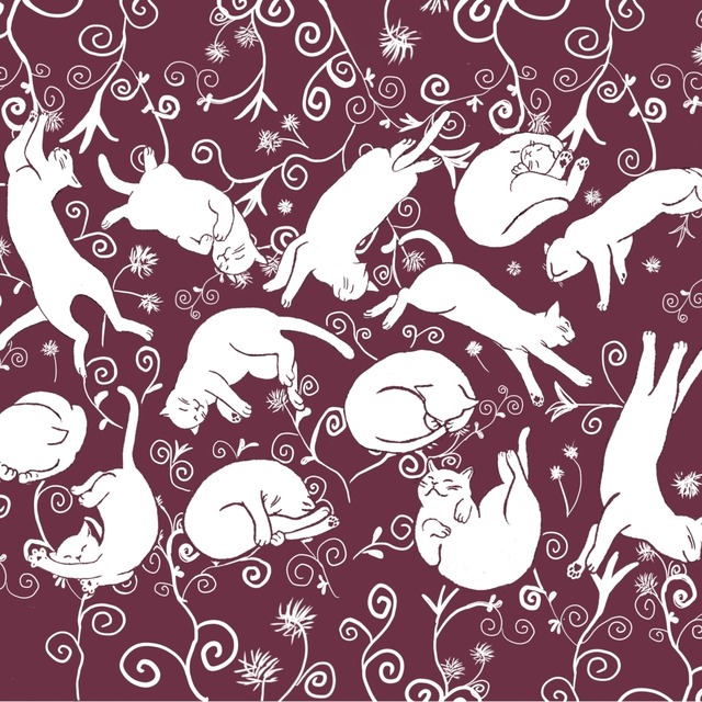 Rolling Cats (red) ｜イラストペーパー(ダウンロード版)