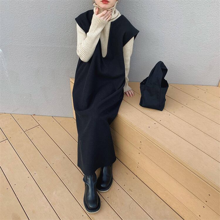黒　M ワンピース　最安値　上着　スリム　韓国　トレンド　レディースファッション