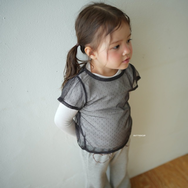 【取寄】buttercup｜dot sheer tee｜ドットシアーTシャツ｜XS-XL｜kids｜26 autumn