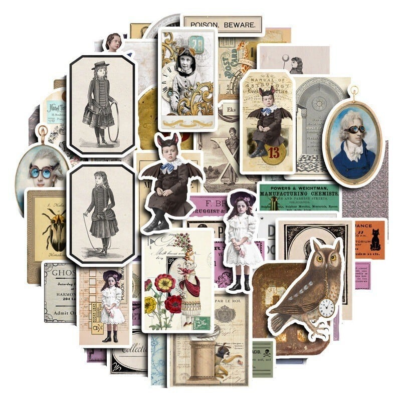 カラフルアンティーク（50枚入） code:5818 】シール ステッカー