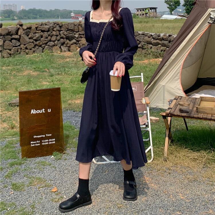 スカート スプリングウェスト長袖スリーブドレス レディース ロング 春物 萌量不足99767246630