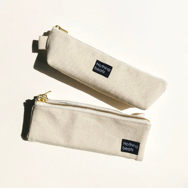 S・M・L サイズが選べる】ダブルジッパーペンケース 帆布 キナリ WZPC