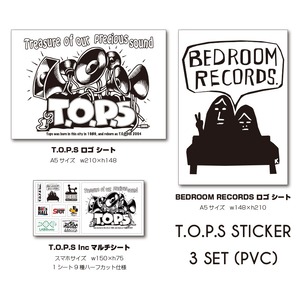 塩ビステッカー３点セット　TOPS・BED ROOM RECORDSロゴ