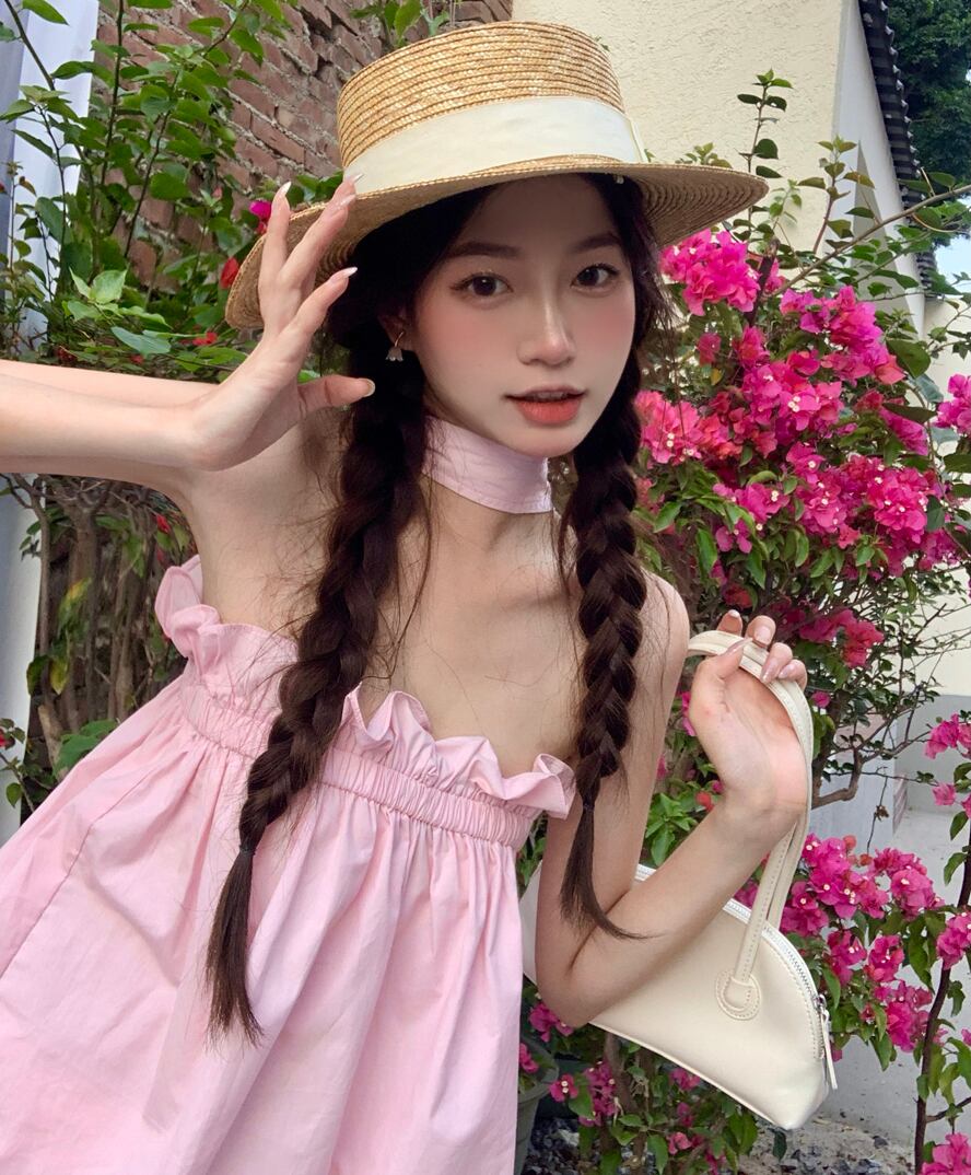 ホルターサマーショートトップス ピンク 大人ガーリー スウィート キュート カジュアル 夏物 ブラックストロベリース93418172439