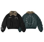 【暖かさUP】蝶刺繍ファー中綿ジャケット　S0049