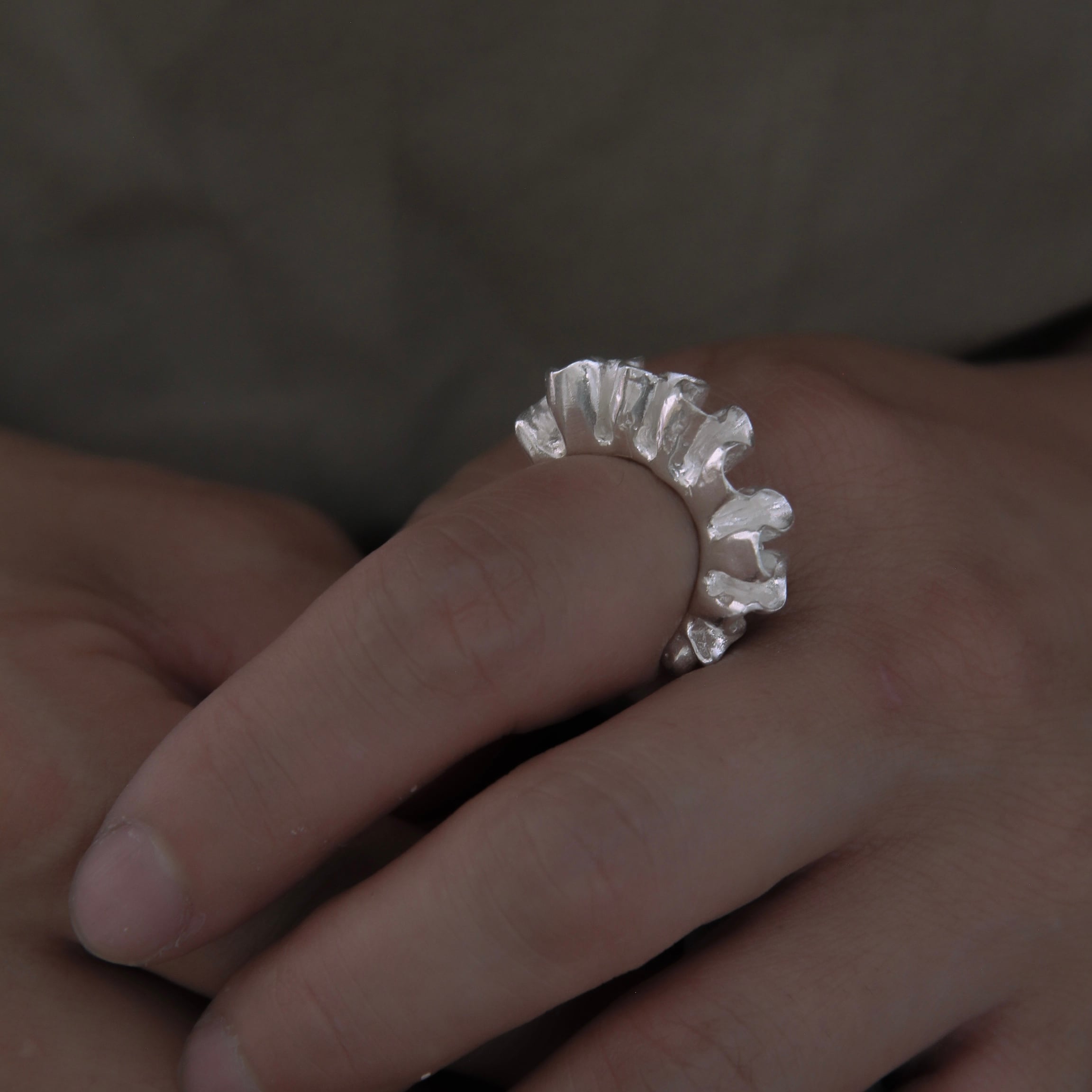 Bigフリルリング&イヤーカフ(シルバー)