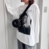 ボートネックモノクロフォトロンTee/ホワイト
