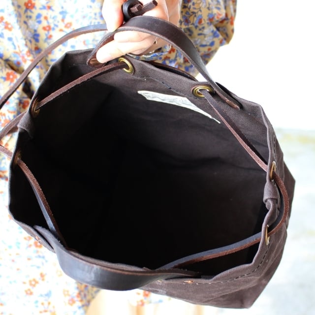 vasco キャンバス×レザー巾着バッグ CANVAS×LEATHER MAIL PERSE BAG VS