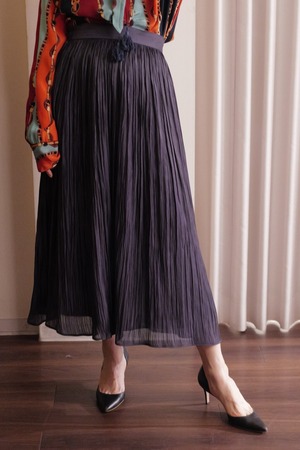 satin gather skirt navy