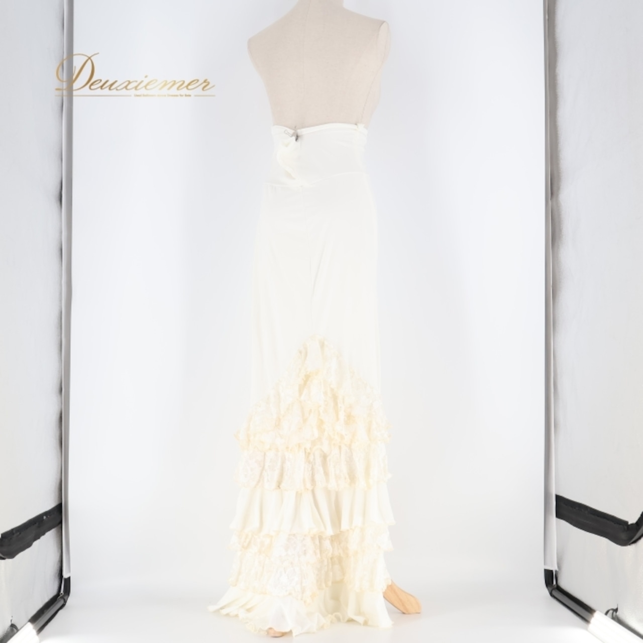 フラメンコ 衣装 ファルダ スカート 白 フリル レース ハイウエスト スペイン製 無地 伸縮 soraya clavijo flamenco ソラジャクラビホ ストレッチ ホワイト系 レッスン 練習着 レディース ダンスウェア 女性用 フェミニン