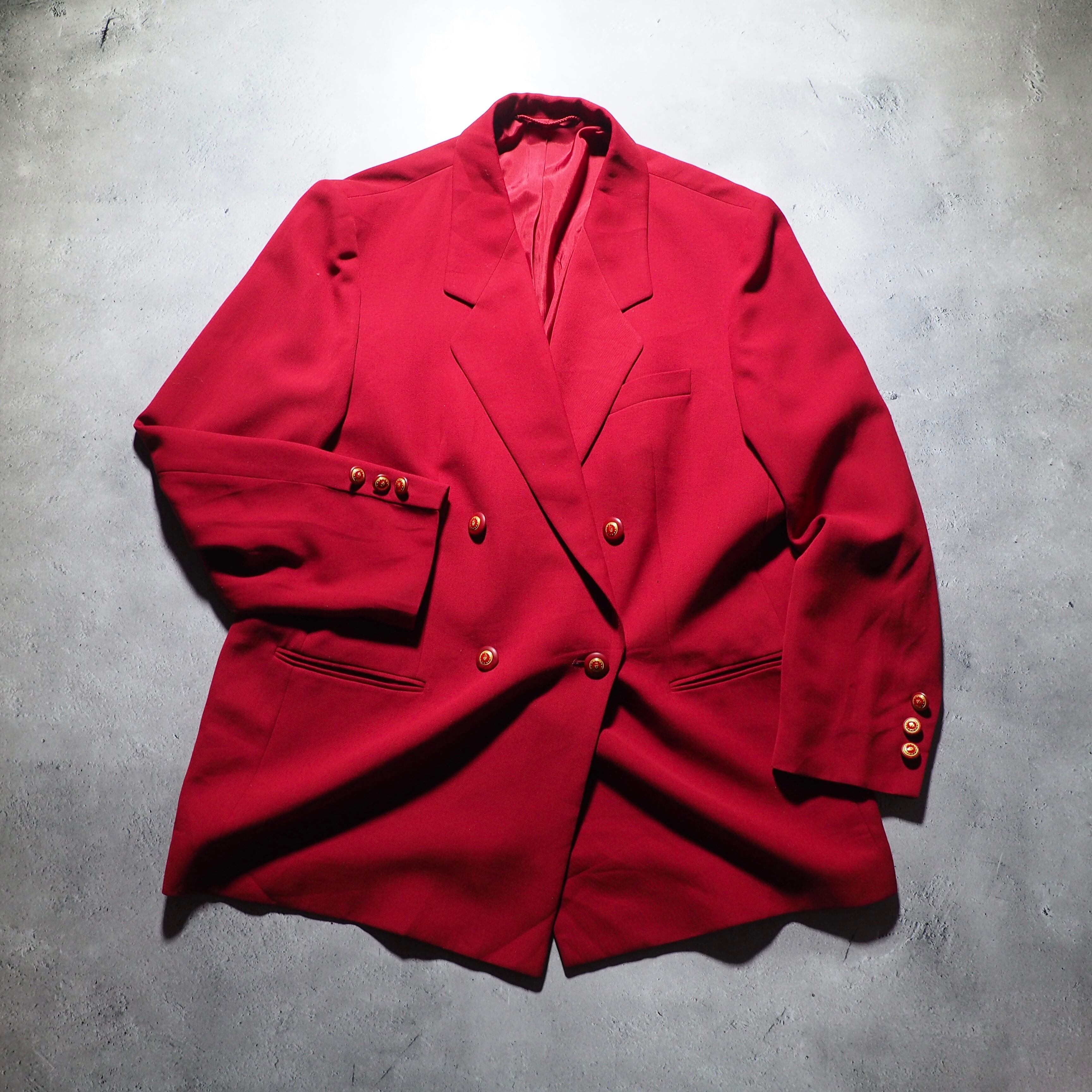 Beautiful Deep Red color vintage loose Double tailored jacket