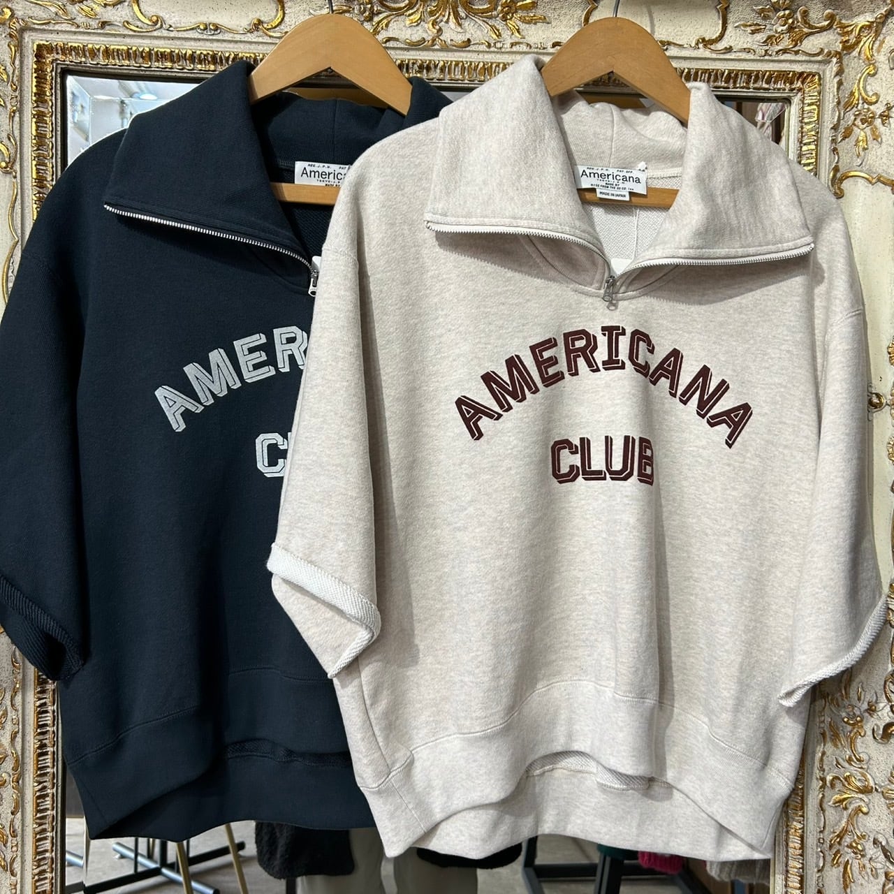 美品☆AMERICANA アメリカーナ ハーフジップ プルオーバー スミクロ □Americana/アメリカーナ□クロップド・ハーフZIPスウェット□BRF