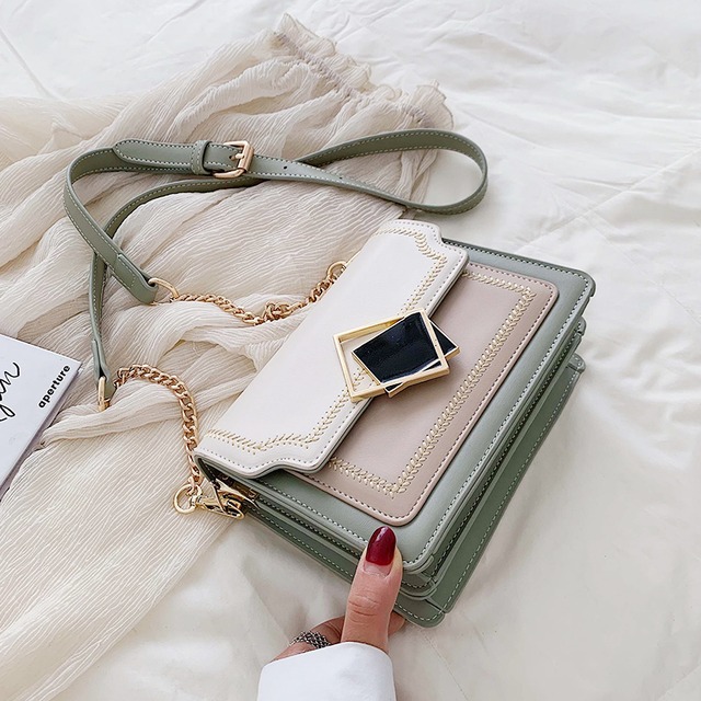 スタイルチェーン カラー スクウェア メッセンジャーバッグ 手作りハンドバック92220775701