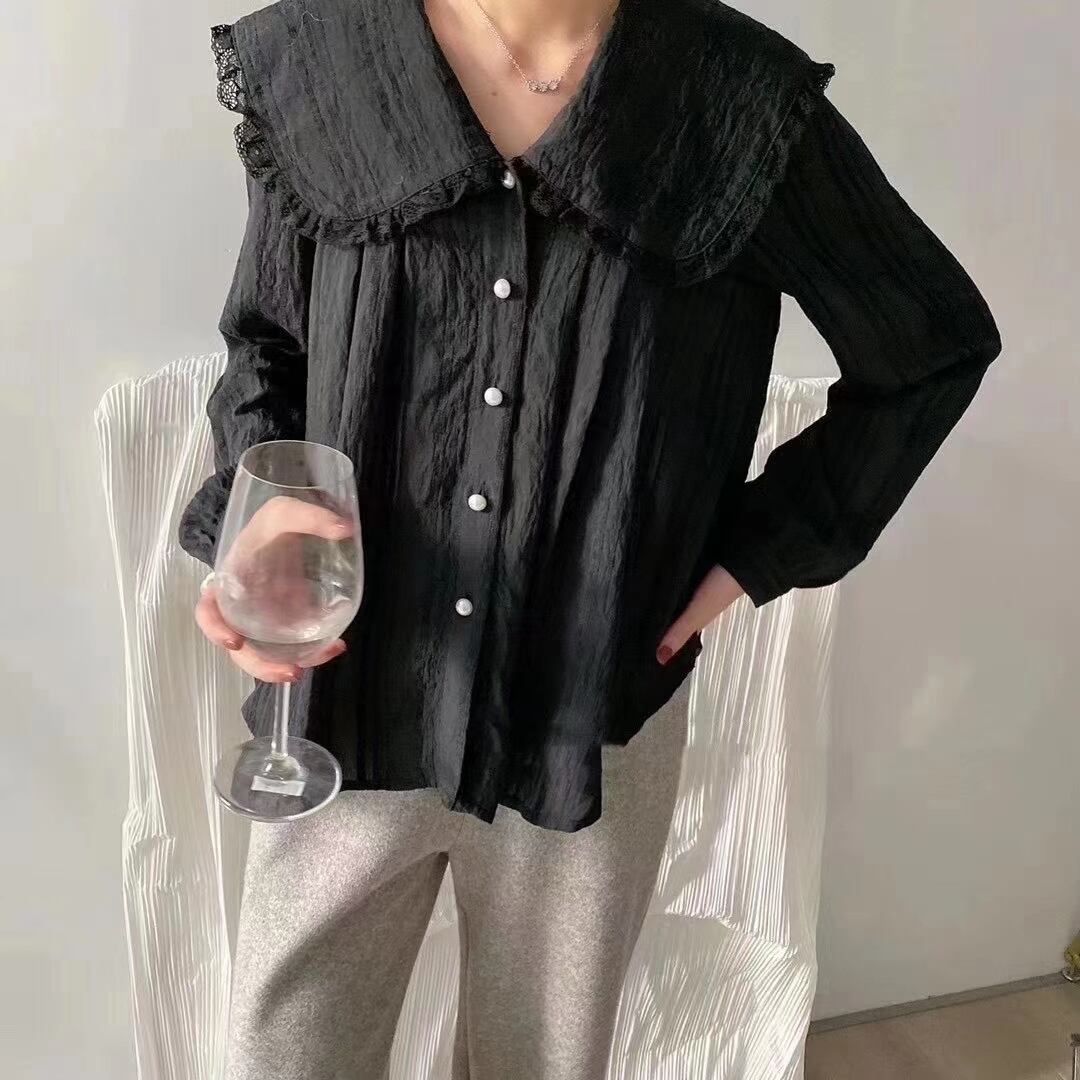 ビッグカラー　フリルブラウス　AJ2205-D18