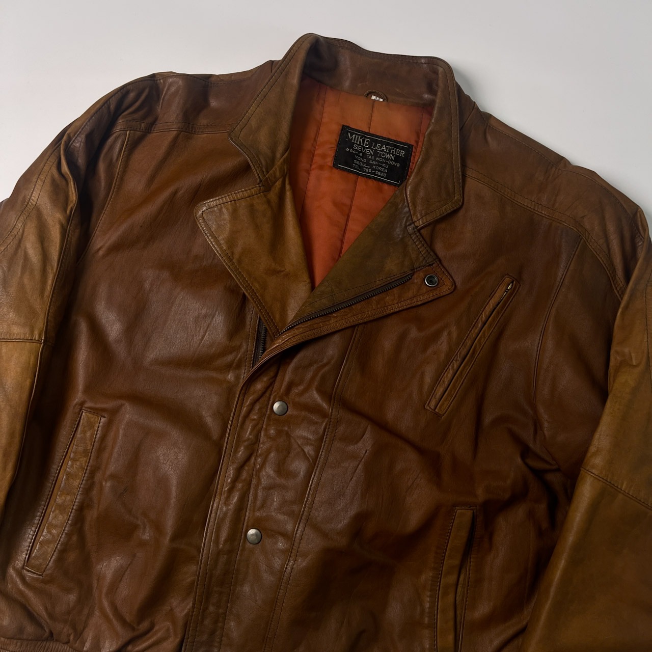 MIKE LEATHER レザー ライダースジャケット 44/ブラウン