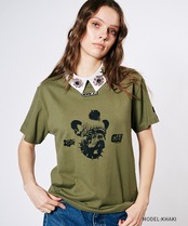 COOLAブルドッグプリントベーシックTシャツ (KHAKI)　CQ-49004